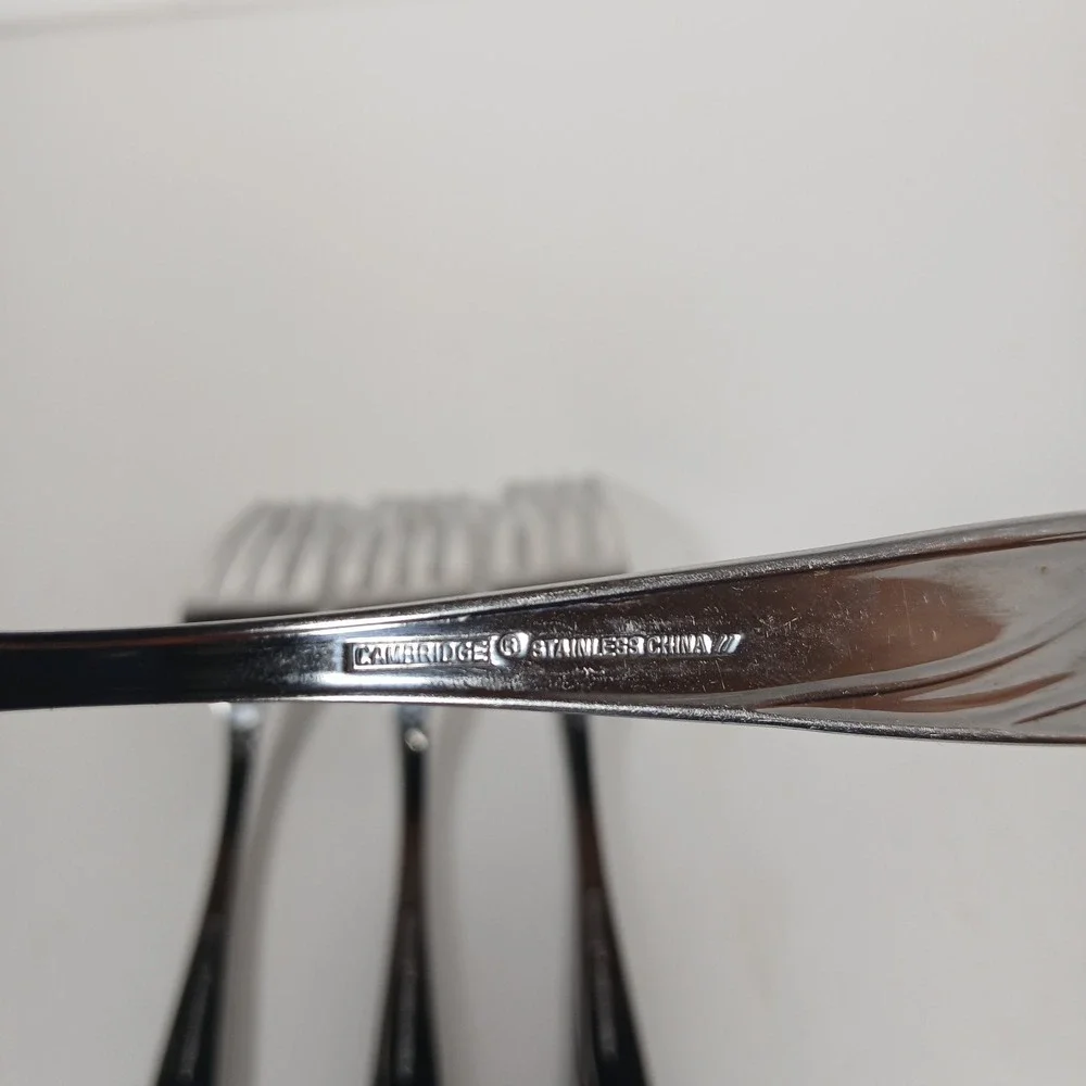 (4) Cambridge Medina Salad Forks Stainless Steel Silverware Glossy Satin Frosted